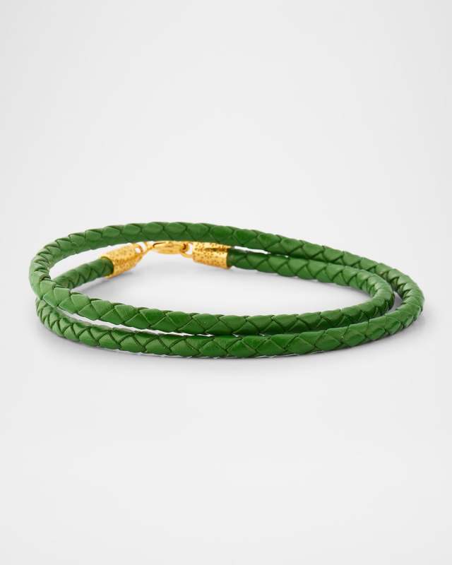 20K Faux Leather Cord Necklace in Army Green